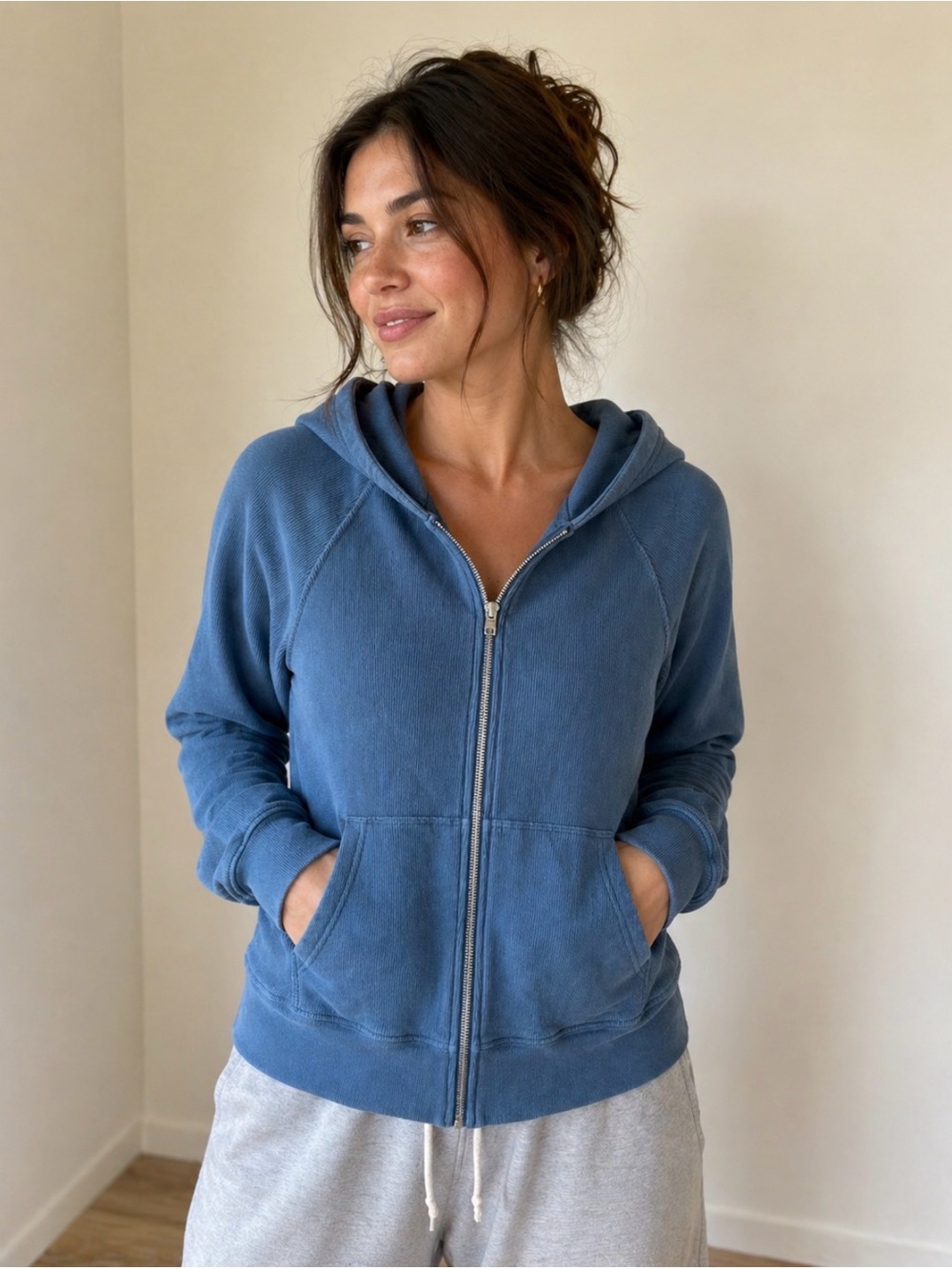 American Giant Waffle Zip Up Hoodie